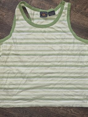 Y2k Vintage Route 66 Green and White Striped Tank Tops
